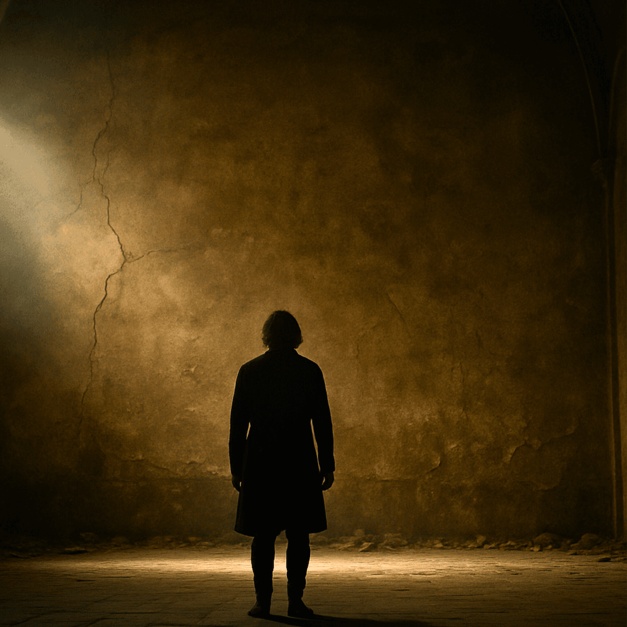 Leonardo da Vinci contemplating his unfinished work